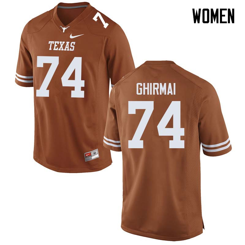 Women #74 Rafiti Ghirmai Texas Longhorns College Football Jerseys Sale-Orange